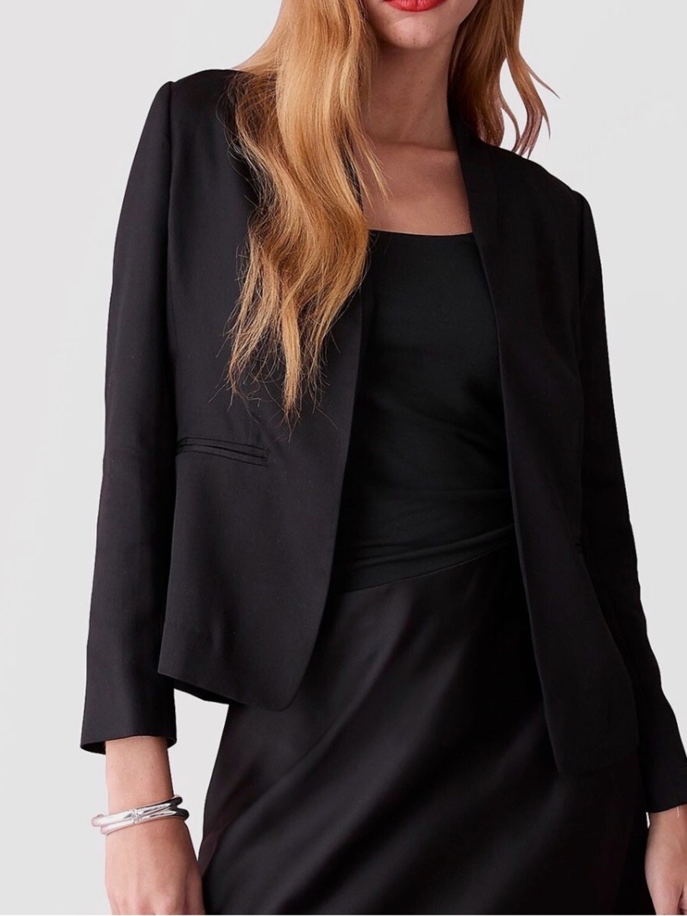J.Crew Going-Out Lightweight Black Blazer in Gramercy Twill Lyocell Cooling 2 sz